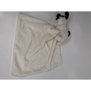Jellycat Puppy Security Blanket OS Cream Black Spotted Plush Lovey Snuggle Toy